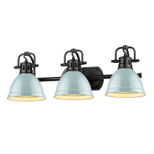 Golden 3602-BA3 BLK-SF - Yep by Golden Lighting Duncan 3-light Vanity in Matte Black and Seafoam shade